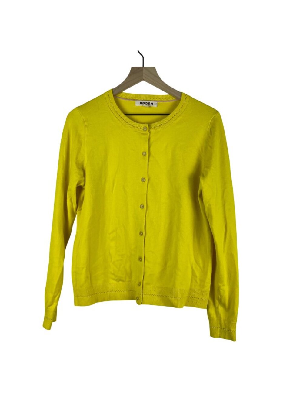 Boden Yellow Button-Up Cardigan Women's Sweater Medium Cotton Blend Long Sleeve